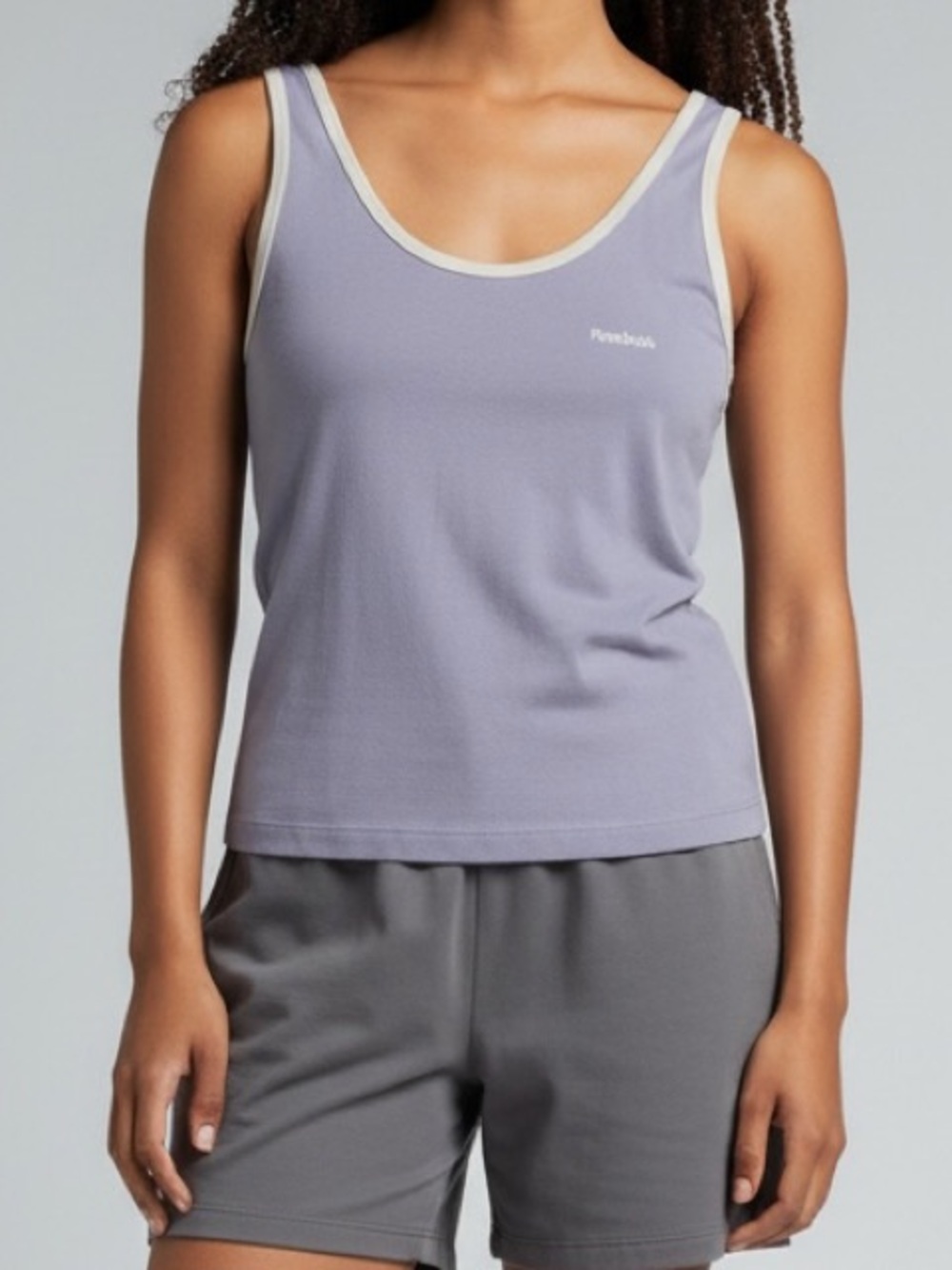 Reebok Small Purple & White Stretchy Athletic Tank Top